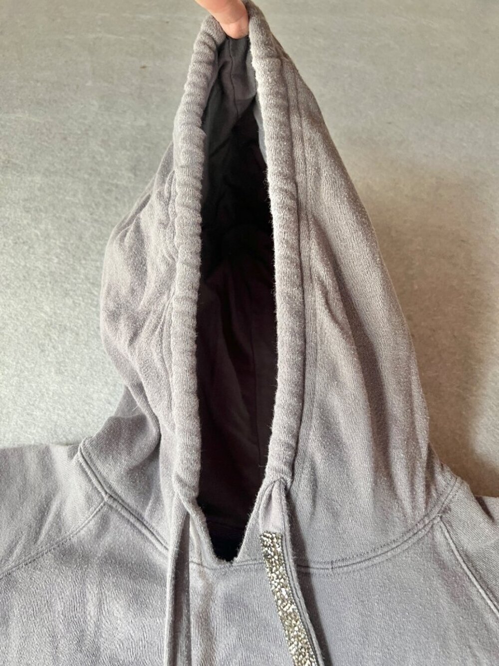 Torrid Hoodie Women's 4X Gray Glam Drawstring Ribbed Cuffs Bottom Band Gorp Core - Picture 4 of 13